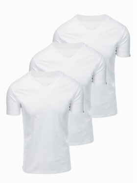 Ombre Ombre Komplet t-shirtów OM-TSBS-0281 Biały Regular Fit
