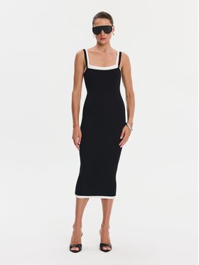 Nudyess Nudyess Sukienka codzienna Lisa z prążka Czarny Slim Fit