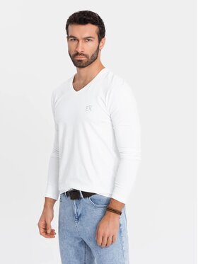 Ombre Ombre Longsleeve OM-LSBC-0123 Biały Slim Fit
