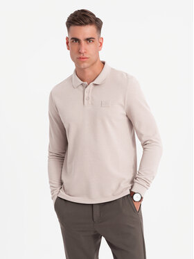 Ombre Ombre Longsleeve OM-POLS-0131 Beżowy Regular Fit