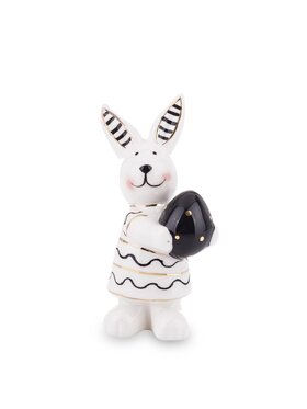 MIAhome MIAhome Figurka małe białe króliczki w prążki 2 szt. 9x4,5x3 cm Biały