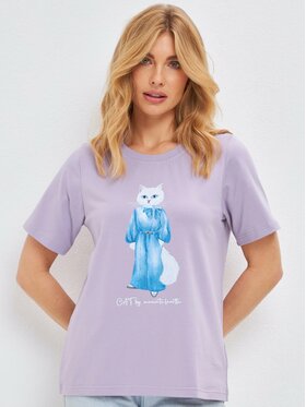 Manii'ta Lacitta Manii'ta Lacitta T-Shirt Printed T-shirt Fioletowy Regular Fit