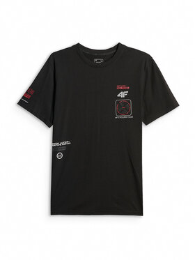 4F 4F T-Shirt WHEEL & WAVE Czarny Regular Fit