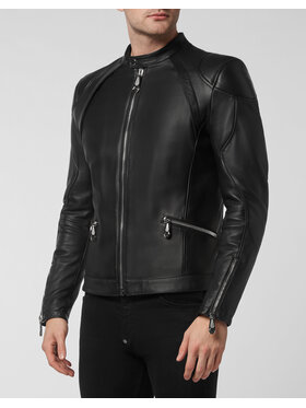 PHILIPP PLEIN PHILIPP PLEIN Giacca di pelle 1527 Nero Regular Fit