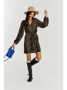 NAOKO NAOKO Každodenné šaty Leopard Hnedá Regular Fit