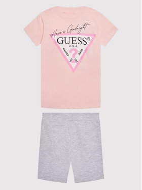 Guess Guess Ensemble T-shirt et short de sport H1BJ10 K8HM0 Rose Regular Fit