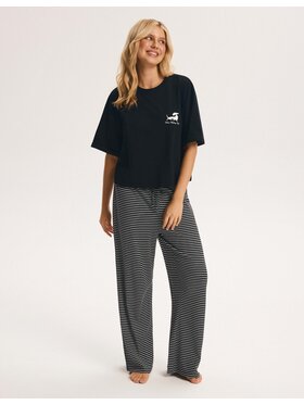 Esotiq Esotiq Piżama 45915 Czarny Regular Fit