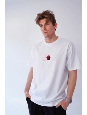 Chiara Wear Chiara Wear T-Shirt T-shirt bawełna z recyklingu oversize CAT męski Biały Oversize