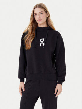 On On Majica dugih rukava Club Hoodie 1WE1004 Crna Relaxed Fit