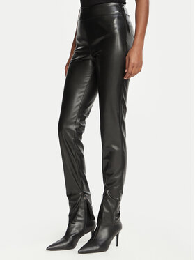 Guess Guess Spodnie z imitacji skóry New Prescilla Regular W4BB18 WGIK0 Czarny Slim Fit