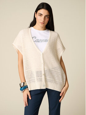 Oltre Oltre Cardigan M285E002314N002 Bianco Regular Fit
