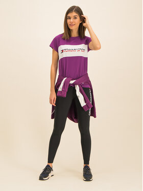 Tommy Sport Marškinėliai Blocked Tee Logo S10S100331 Violetinė Regular Fit