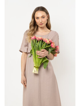 Awama Awama Sukienka letnia A716 Beżowy Basic Fit