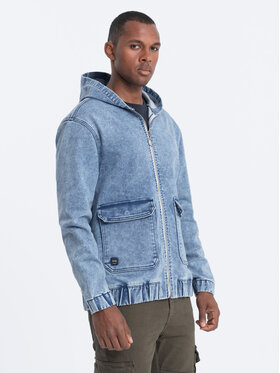 Ombre Ombre Kurtka jeansowa C558 Niebieski Loose Fit