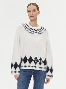 Tommy Hilfiger Tommy Hilfiger Pulover Fairisle WW0WW40089 Écru Oversize