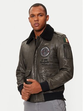 Aeronautica Militare Aeronautica Militare Lederjacke 242PN953PL147 Grau Regular Fit