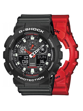 Casio Casio Zegarek SET GA-100B-4AER + BEZEL 10508136 + PASEK 10467764 Czerwony