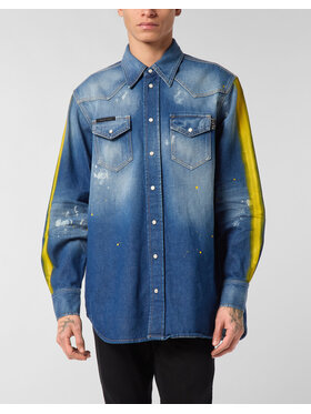 PHILIPP PLEIN PHILIPP PLEIN džínsová košeľa 26853 Modrá Regular Fit