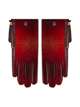 Tommy Hilfiger Tommy Hilfiger Дамски ръкавици Th Elevated Mix Gloves Check AW0AW10736 Червен