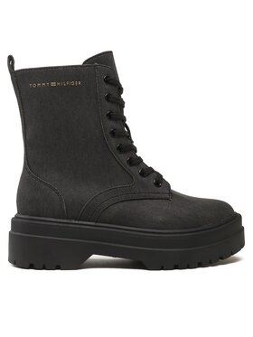 Tommy Hilfiger Tommy Hilfiger Schnürstiefeletten Feminine Essential Canvas FW0FW07357 Schwarz