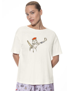 Mey Mey T-Shirt 1210064 Beżowy Comfortable Fit