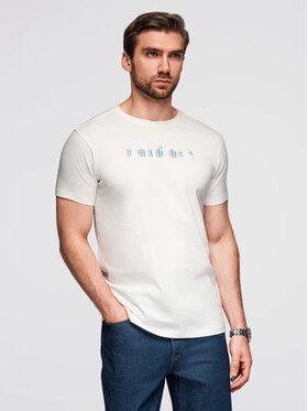 Ombre Ombre T-Shirt OM-TSPT-0248 Biały Regular Fit