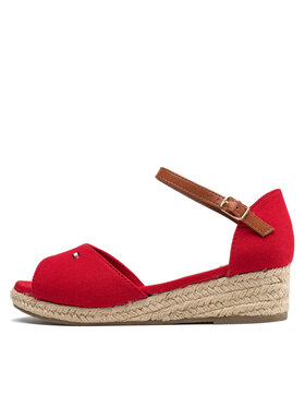 Tommy Hilfiger Espadrile Rope Wedge Sandal T3A7-32185-0048 S Rdeča