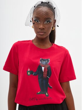 CAT by maniita lacitta CAT by maniita lacitta T-Shirt Printed T-shirt Czerwony Regular Fit