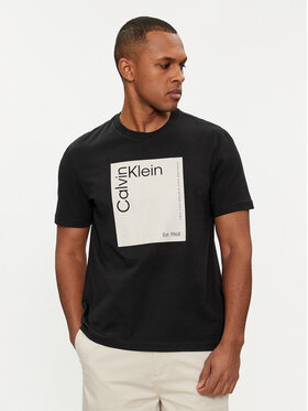 Calvin Klein Calvin Klein T-krekls Square Logo K10K112503 Melns Regular Fit