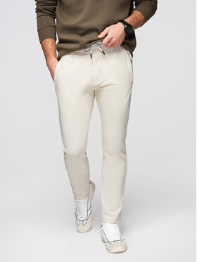 Ombre Ombre Spodnie dresowe OM-PABS-0304 Kremowy Slim Fit