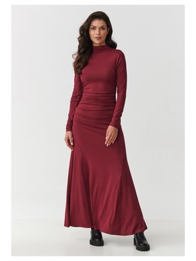 Makadamia Makadamia Sukienka codzienna M897 Bordowy A-Line Fit