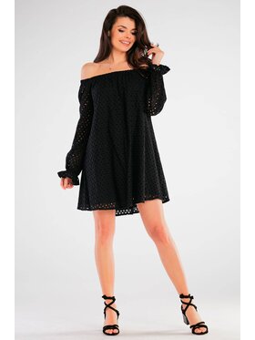 Awama Awama Sukienka letnia A435 Czarny Basic Fit