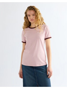 Wrangler Wrangler T-Shirt RINGER TEE Różowy Slim Fit