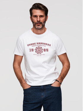 Ombre Ombre T-Shirt OM-TSPT-0269 Biały Regular Fit
