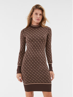 Guess Guess Трикотажна сукня W3BK0D Z37K0 Коричневий Slim Fit
