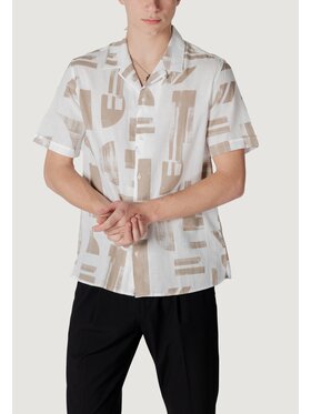 Antony Morato Antony Morato Πουκάμισο HONOLULU REGULAR STRAIGHT FIT WITH LOGOED METAL BADGE Μπεζ Regular Fit