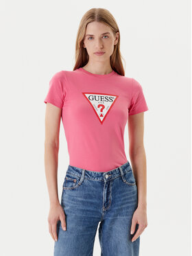 Guess Jeans Guess Jeans Marškinėliai W4YI04 J1314 Rožinė Slim Fit