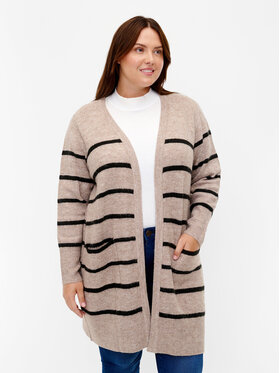 Zizzi Zizzi Kardigan M61257B Béžová Regular Fit