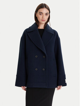 Calvin Klein Calvin Klein Вовняне пальто LV044D549G Cиній Relaxed Fit