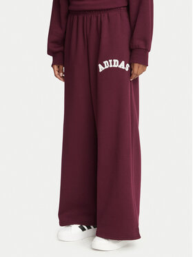 adidas adidas Spodnie dresowe Adidas Damskie 3-Stripes KU0332 Bordowy Loose Fit