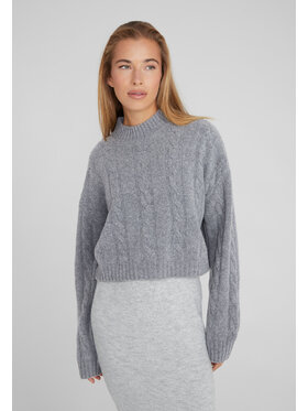 Style Republic Style Republic Sweter Kaszmirowo-wełniana mieszanka z półgolfem Szary Oversize