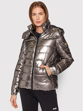 Guess Guess Pūkinė striukė Fiorenza W1BL00 WEB40 Sidabrinė Boxy Fit