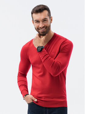 Ombre Ombre Sweter E191 Czerwony Regular Fit