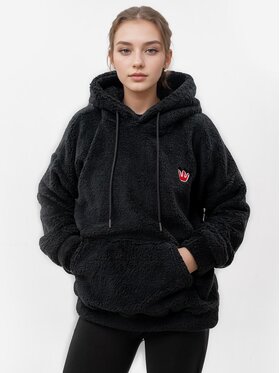 Jigga Wear Jigga Wear Bluza Sherpa Teddy Miś Plusz Polar Ciepła szeroka luźna 123722 Czarny Oversize