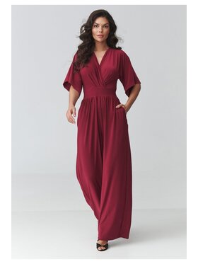 Makadamia Makadamia Kombinezon M939 Bordowy Loose Fit