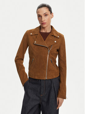 Serge Pariente Serge Pariente Usnjena jakna Oxford Vs Rjava Slim Fit