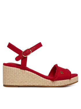 Tommy Hilfiger Tommy Hilfiger Szandál Mid Woven Wedge Espad Fringe FW0FW09470 Piros