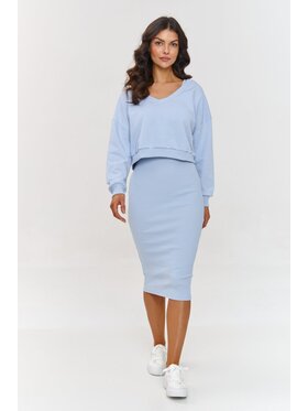 Makadamia Makadamia Komplet bluza i sukienka A10 Błękitny Regular Fit