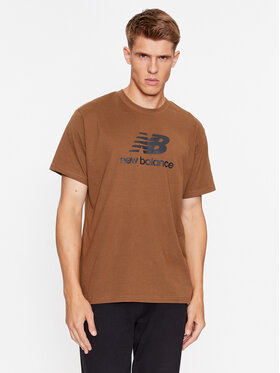 New Balance New Balance T-Shirt Essentials Stacked Logo Cotton Jersey Short Sleeve T-shirt MT31541 Brązowy Regular Fit