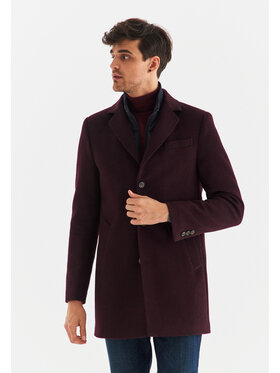 Pako Lorente Pako Lorente Płaszcz wełniany P22WF-7X-001 Bordowy Classic Fit
